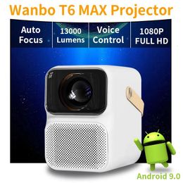 Electronics Other Electronics Other Accessories Wanbo T6 MAX Projector 4K 1080P Android 90 Mini 13000 Lumens 5G WiFi AI Voice for Office Home