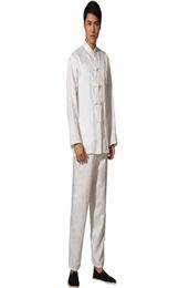 Men039s Tracksuits Chinese Traditional Satin Rayon Suit Vintage Long Sleeve Tai Chi Wushu Uniform Clothing M L XL XXL 3XL L07066065334