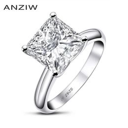 AINUOSHI 925 Sterling Silver 3 Carats Princess Cut Engagement Ring for Women Sona Simulated Diamond Anniversary Solitaire Ring Y11228T