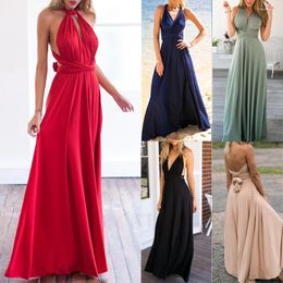 Casual Dresses 2023 Sexy Women Halter Wrap Convertible Boho Maxi Club Red Dress Bandage Long Party Bridesmaids Infinity Robe Longue Femme