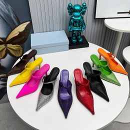 New suede dress shoes top luxury designer shoes sexy stiletto heels leather velvet pointed sandal red rhinester wedding shoes summer outdoor comfortable slippers