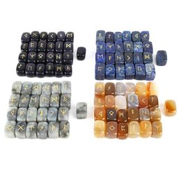 25pcs Natural Crystal Rectangle Prototype Loose Gemstones Divination Fortune-telling Stone Rune Reiki Healing Religious Jewelry Fu241s