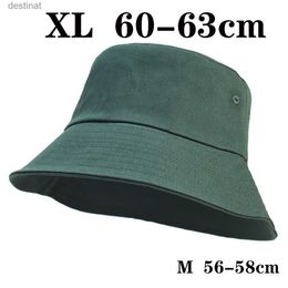 Wide Brim Hats Bucket Hats Big Head Man Large Size Sun Hat Women Blank Fisherman Hat Pure Cotton Panama Cap Plus Size Bucket Hats 56-58cm 58-62cmL231221