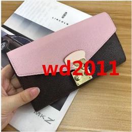 top quality women man with box real leather with date code multicolor long wallet Card holder classic zipper pocket Victorine264g