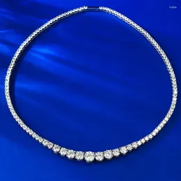 Chains Trendy Moissanite Diamond Necklace Real 925 Sterling Silver Engagement Wedding Chocker For Women Bridal Jewellery