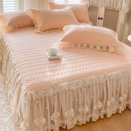 Bed Skirt Princess Style Latex 3-Piece Set Of Summer Sleeping Mat Machine Washable Viscose Fiber Air Conditioner