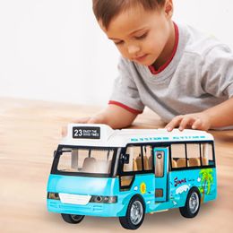 Children s School Bus Inertia Sound And Light Simulation Tour Open The Door Model Toys For Boys Baby 231221