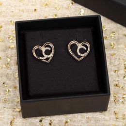 2023 Luxury quality Charm small heart shape stud earring with diamond in 18k gold plated have box stamp PS7421A213l