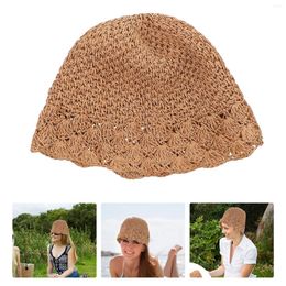 Berets Lace Straw Hat Braid Bonnet Stylish Sun Block Hand-woven Visor Chic Protection Cap Women's