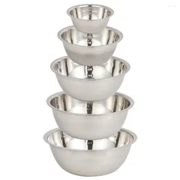 Dinnerware Sets 5pcs Multi-purpose Stainless Steel Bowl Portable Metal Salad Dough Kitchen Container