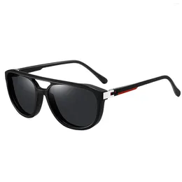 Sunglasses Polarised Retro Pilot For Men Women Fashion TR90 Oval Frame Texture Black Shades Eyewear