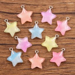 Charms 10Pcs 19 22mm Mix Colour Gradient Star Resin Earring Diy Findings 3D Phone Keychain Bracelets Pendant For Jewellery Making