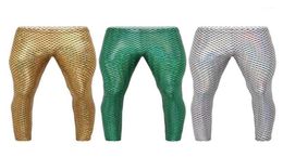 Men Shiny Fish Scales Printed Mid Rise Elastic Waistband Skinny Leggings Tights Club Party Festival Rave Dance Costume1 Men039s3990935