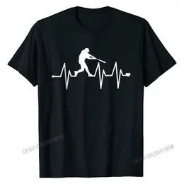 Men's T Shirts Baseball Heartbeat Shirt Funny T-Shirt Cute Young Tshirts Print Tops & Tees Cotton Party