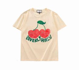 2021s beverly hills Cherry designer tshirt mens fashion clothing short sleeve women Punk print letter embroidery Cat Summer Skate1482724