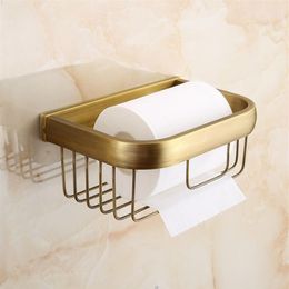 Antique Paper Holder Bathroom Accessories Vintage Brass Tissue Basket Wall Mounted Toilet Paper Holder Bathroom Shower Storage3015