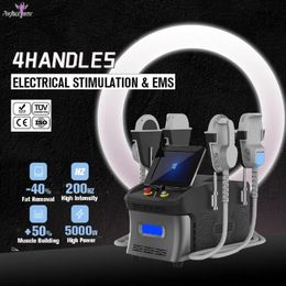 2023 Latest EMS muscle stimulator slimming EMS RF emslim body contouring machine to Electromagnetic muscles building 4 handles beauty equipment CE approved