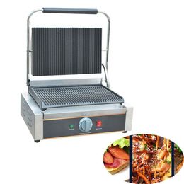 NEW Commercial Electric Sandwich Press Panini Grill Sandwich Machine Panini Single Contact Grill Toaster 110V 220V221S