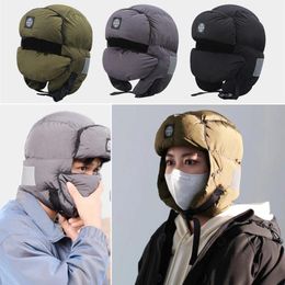Cycling Caps UNISEX Winter Down Jacket Hat Cotton Windproof Warm Earband Bomber For Outdoors Skiing Fishing Camping