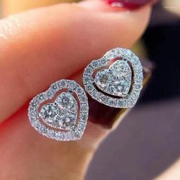 Stud Earrings Small Fresh Love Micro-inlaid Super Flash Cubic Zirconia Daily Matching Student Wholesale