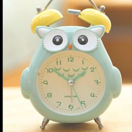 Clocks Desk Table Clocks Cartoon Owl Mute Digital Wake Up Clock Cute Totoro Ring Bell Metal Bedroom Quartz Alarm With Night Light 230608