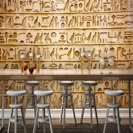 Custom Po Wallpaper European Style Retro Egyptian Classical Pictograph Murals Restaurant Cafe Background Wall Decor Frescoes246a