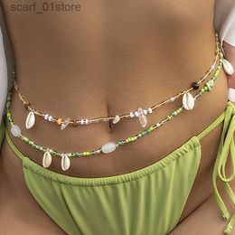 Waist Chain Belts Bohemia Hand-woven Beaded Waist Beads Women's Fashion Silation Shell Irregular Stone Belly Chain Sexy Bo Chain Jewellery GiftL231221