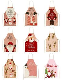 Aprons Christmas Santa Claus Deer Pattern Cleaning 5365cm Home Cooking Kitchen Apron Cook Wear Cotton Linen Adult Bibs 463962814442