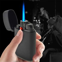 New Windproof Blue Flame Butane No Gas Cigar Lighter Refillable Portable Turbo Torch Gun Men's Gadget