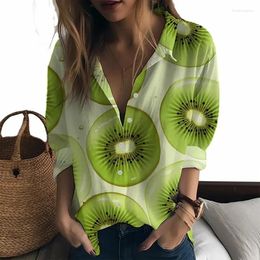 Women's Blouses Spring Fruit Kiwi 3D Print Women Shirt Fashion Beautiful Streetwear Harajuku Casual Long Sleeved Clothing