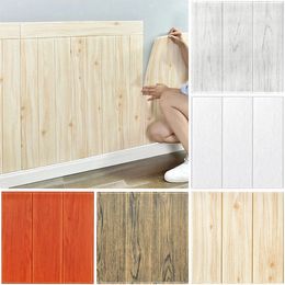 10Pcs 3D Wood Grain Wall Stickers Peel and Stick Wallpaper XPE SelfAdhesive Panel for Living Room Bedroom Home DIY Decor 231220