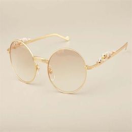 2019 new gold code leopard set diamond sunglasses 6384083 high quality sunglasses retro round full frame size 55 -22289T