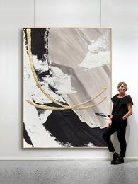 Paintings Paintings Canvas Thick Pigment Modern Painting Black and White Canvas Acrylic 100% Handpainted Simple Abstract Oil Painting Moder