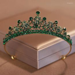 Hair Clips Vintage Green Crystal Bridal Tiara Crown Wedding Jewellery Baroque Rhinestone Diadema Bride Crowns Party Headpieces Headdress