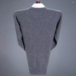 Men's Sweaters Comfortable Base Layer Shirt V Neck Solid Color Knitted Sweater Fall Winter Thick Pullover Soft Elastic Mid Length