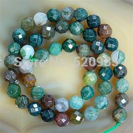 Whole-Whole 4 6 8 10 12 14mm Faceted Natural Indian Agate Round loose stone jewelry Beads Gemstone Agate Beads Shippi327b