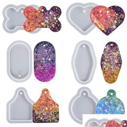 Moulds Keychain Charm Epoxy Resin Sile Moulds Heart Oval Round Shape Diy Bag Tag Dog Tags Party Favours Jewellery Pendant Mod Dro Dhgarden Dheby