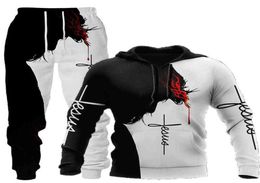 Jesus 3d Lion Printed Hoodie Pants Two Piece Set Tracksuit Men Women Hooded Sweatshirts Autumn and Winter Men039s Clothing Su7753560