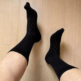 Men's Socks Business Gentleman's Solid Colour Polka Dot Mid-rise Long-staple Cotton All-season