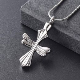 IJD12233 Newest Cross Cremation Pendant Human Ashes Urn Necklace Stainless Steel Jewellery for Men Women Funnel236y