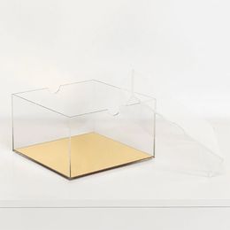 Golden mirror acrylic storage box clear box,Holds stationery, jewelry, Makeup -Collection
