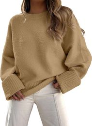 Women's Sweaters Women's Crewneck Long Sleeve Oversized Fuzzy Knit Chunky Warm Pullover Sweater Top