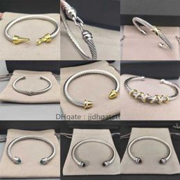 Silver ed Cuff Bangle Fashion Men Bracelets Charm Bracelet hook 5MM Wire Woman Designer Cable Mens Jewelry Exquisite Simple J231p