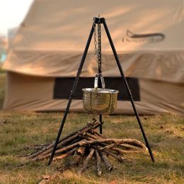 Desert Outdoor large campfire stand portable hanging pot tripod camping supplies barbecue grill 231221