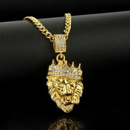 YUZZ 2020 New Hip Hop Crown lion Necklace Pendant Man Punk lion Pendant Chain Necklace Ladies Party Gift336p