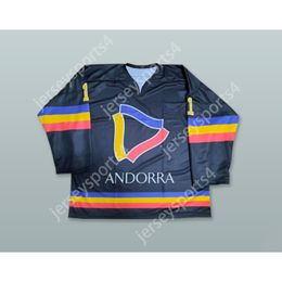 Custom ANDORRA NATIONAL TEAM 11 BLACK HOCKEY JERSEY NEW Top Stitched S-M-L-XL-XXL-3XL-4XL-5XL-6XL