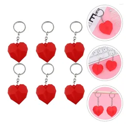 Keychains Valentine'S Day Heart Shape Keychain Pendants PVC Bag Red Soft Key Chain Geometric Faceted Hearts