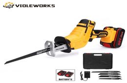 88V Cordless Reciprocating Saw Handsaw Metal Wood Pipe Cutting Multifunction Saw Rechargeable Liion Battery with 4PC Blades Kit 22211792