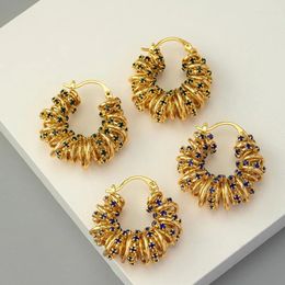 Hoop Earrings Spanish 24K Gold FasHionable Niche Design With Gold-Plated Luxurious Zircon Exquisite Gifts
