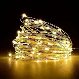 2pcs 3.9ft LED Copper Wire Twinkle Light With Button Battery, Copper Wire Christmas Lights For Outdoor Party & Wedding, Party Decoration String Lights